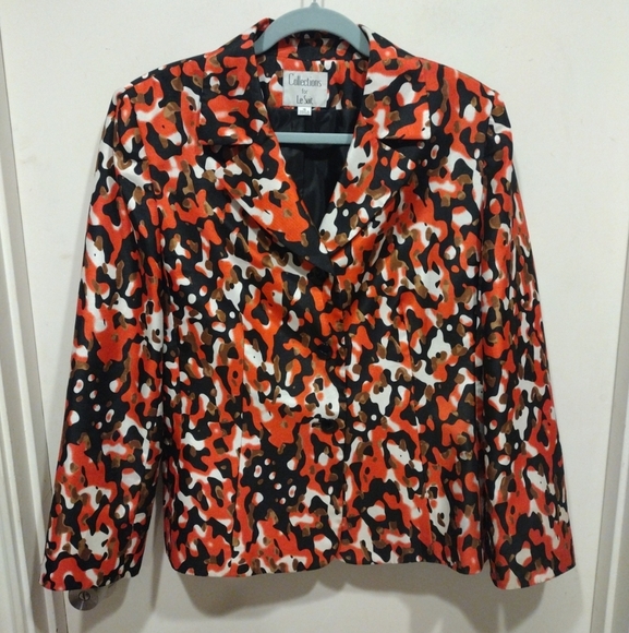 Le Suit Collections Women's Multicolor Print Blazer Jacket Sz 16-Artsy Career - Picture 1 of 7
